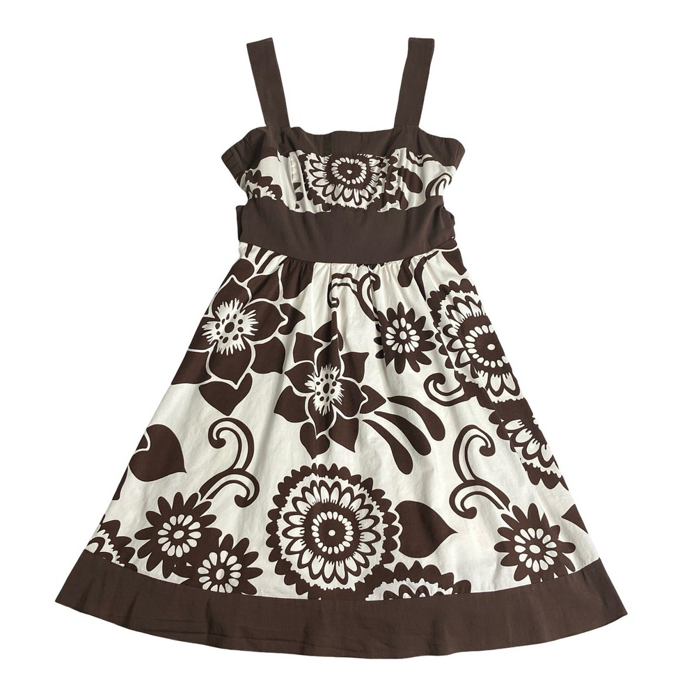 Vintage‎ Y2K 90s Speechless Sundress S Brown White Floral Empire Waist Tie Back